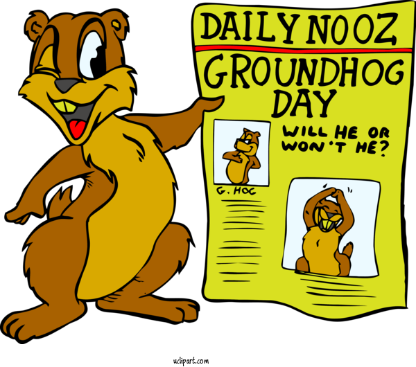 Free Holidays Cartoon Animal Figure Brown Bear For Groundhog Day Clipart Transparent Background