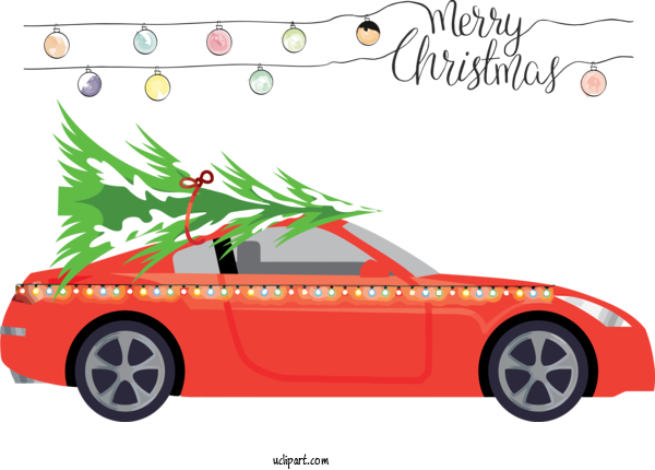 Free Holidays Vehicle Car Sports Car For Christmas Clipart Transparent Background