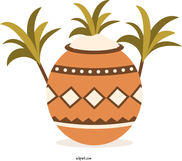 Free Holidays Flowerpot Pineapple Ananas For Pongal Clipart Transparent Background