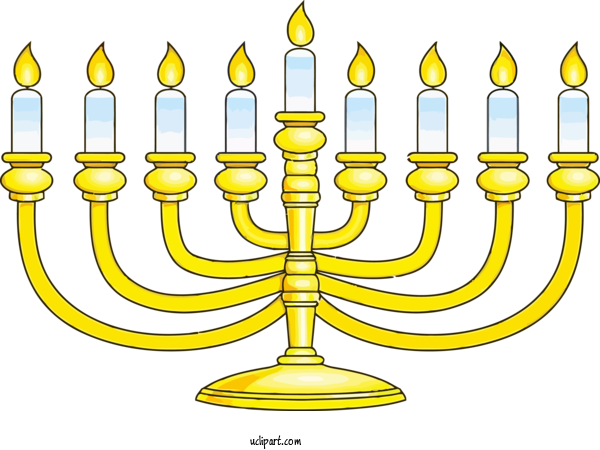 Free Holidays Candle Holder Menorah Yellow For Hanukkah Clipart Transparent Background