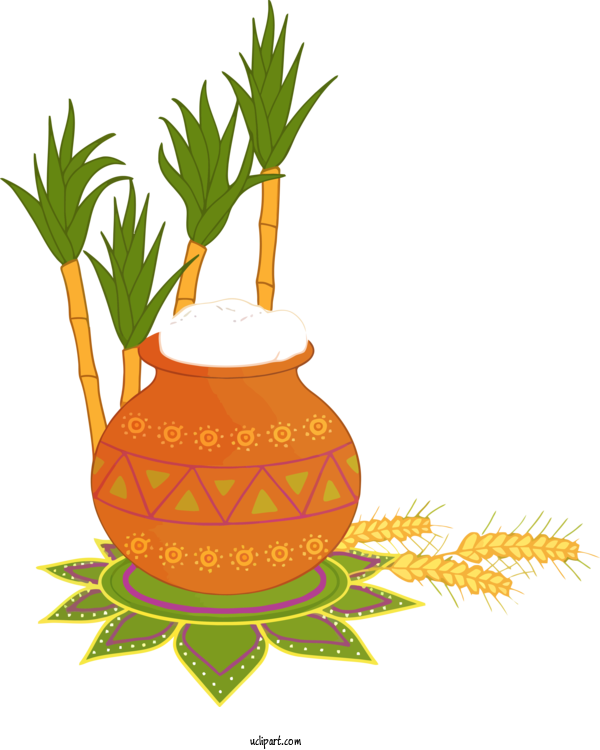 Free Holidays Plant Tree Flowerpot For Pongal Clipart Transparent Background