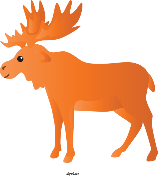 Free Animals Animal Figure Orange Cartoon For Reindeer Clipart Transparent Background
