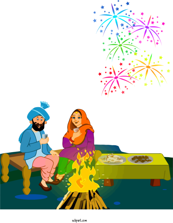 Free Holidays Cartoon Playing With Kids For Lohri Clipart Transparent Background