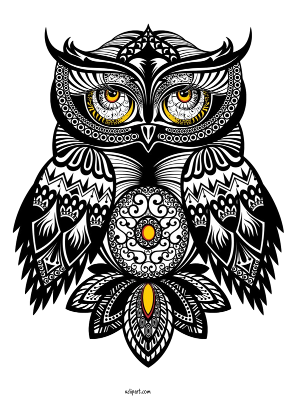 Free Animals Owl Bird Of Prey Black And White For Owl Clipart Transparent Background
