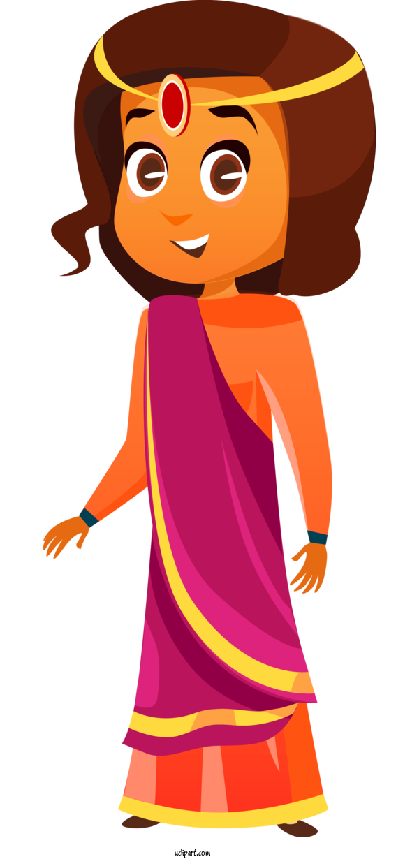 Free Holidays Cartoon Orange Child For Pongal Clipart Transparent Background