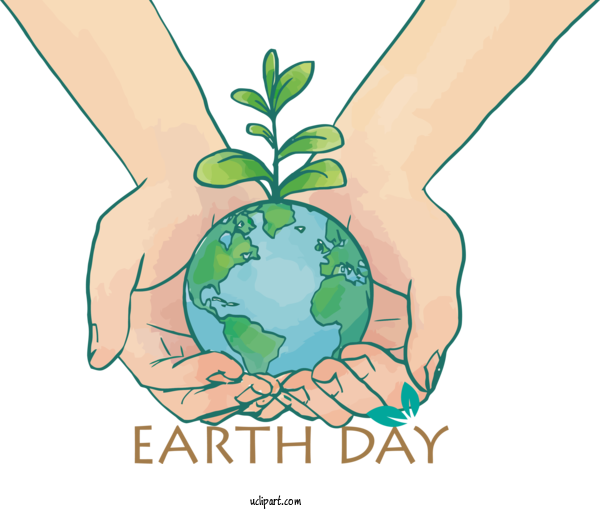 Free Holidays Green Hand Leaf For Earth Day Clipart Transparent Background