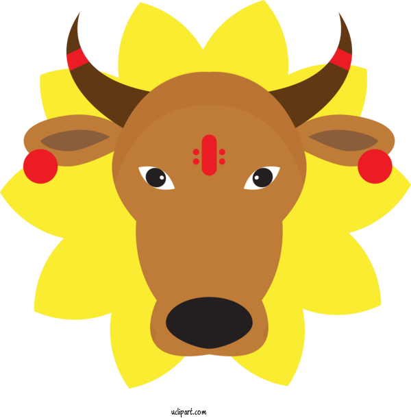 Free Holidays Bovine Yellow Bull For Pongal Clipart Transparent Background