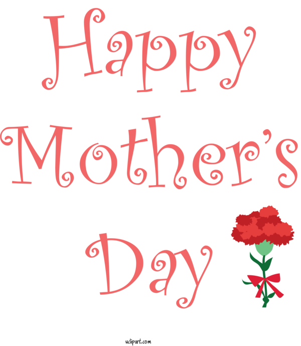 Free Holidays Text Font Red For Mothers Day Clipart Transparent Background