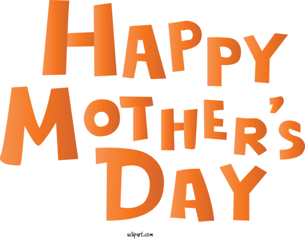 Free Holidays Font Text Orange For Mothers Day Clipart Transparent Background