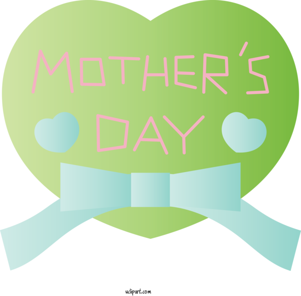 Free Holidays Green Heart Font For Mothers Day Clipart Transparent Background