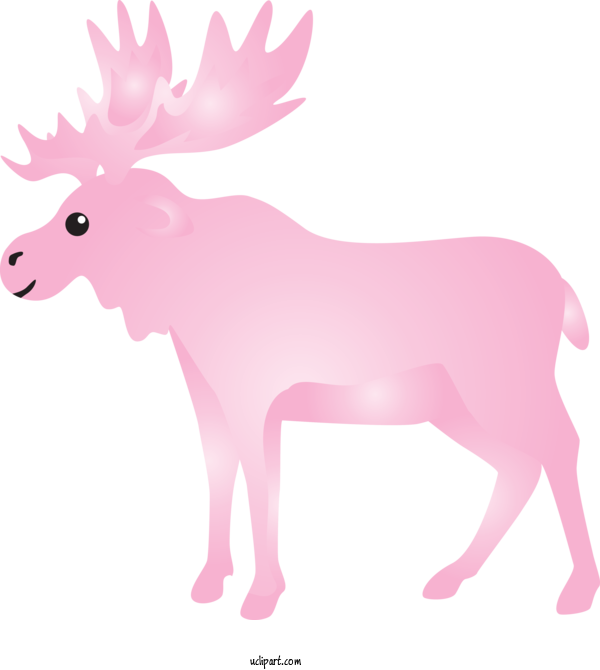 Free Animals Pink Cartoon Moose For Reindeer Clipart Transparent Background