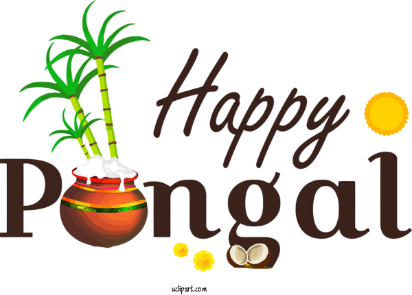 Free Holidays Logo Font Natural Foods For Pongal Clipart Transparent Background