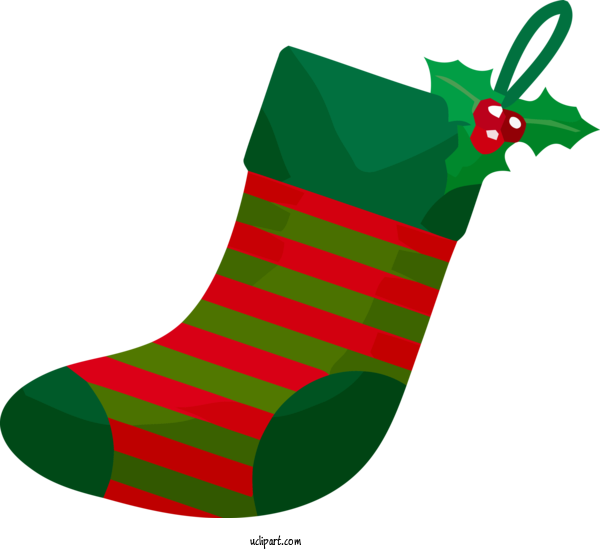 Free Holidays Christmas Stocking Green Christmas Decoration For Christmas Clipart Transparent Background