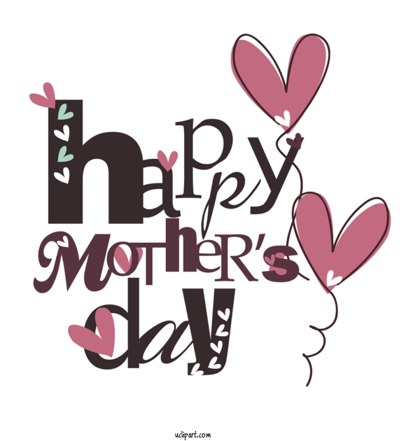 Free Holidays Text Font Heart For Mothers Day Clipart Transparent Background