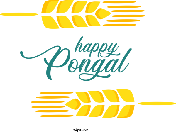 Free Holidays Yellow Line Text For Pongal Clipart Transparent Background