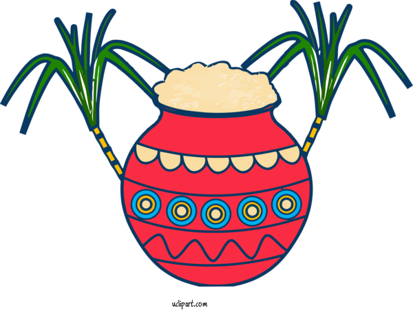 Free Holidays Plant Flowerpot Coloring Book For Pongal Clipart Transparent Background