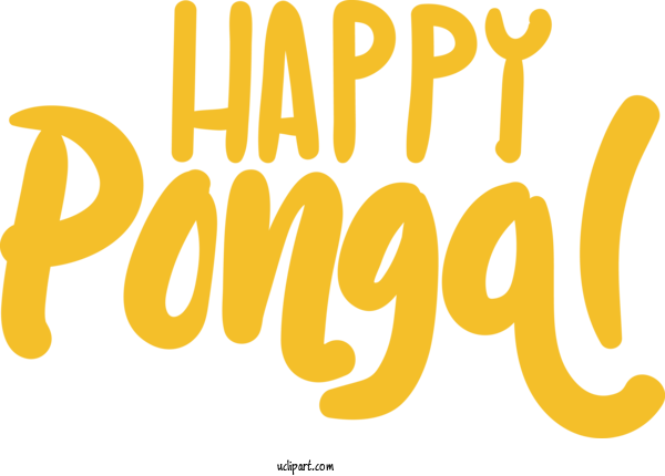 Free Holidays Text Font Yellow For Pongal Clipart Transparent Background