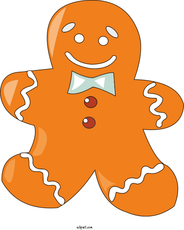 Free Holidays Cartoon Orange Gingerbread For Christmas Clipart Transparent Background