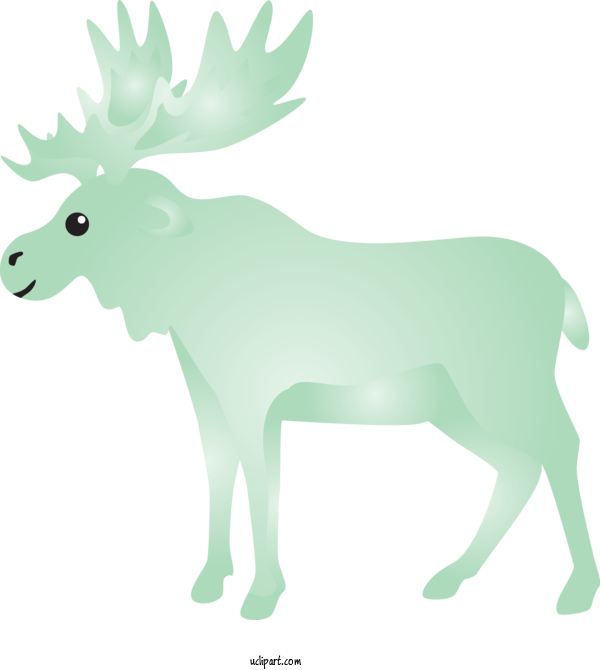 Free Animals Green Moose Reindeer For Reindeer Clipart Transparent Background