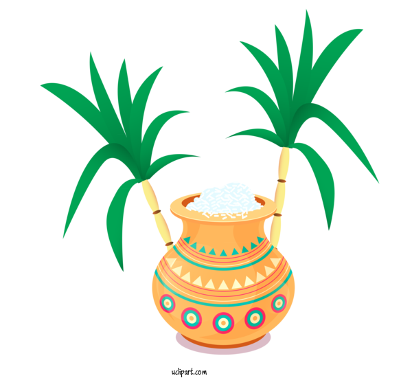 Free Holidays Ananas Flowerpot Plant For Pongal Clipart Transparent Background
