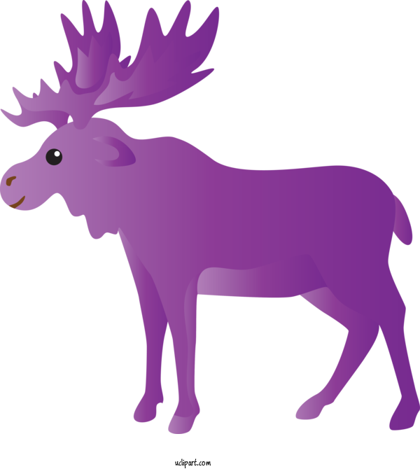 Free Animals Purple Moose Reindeer For Reindeer Clipart Transparent Background
