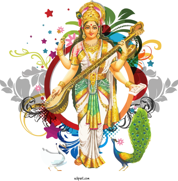 Free Holidays Costume Design Mythology For Basant Panchami Clipart Transparent Background