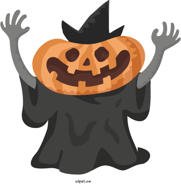Free Holidays Trick Or Treat Cartoon Pumpkin For Halloween Clipart Transparent Background