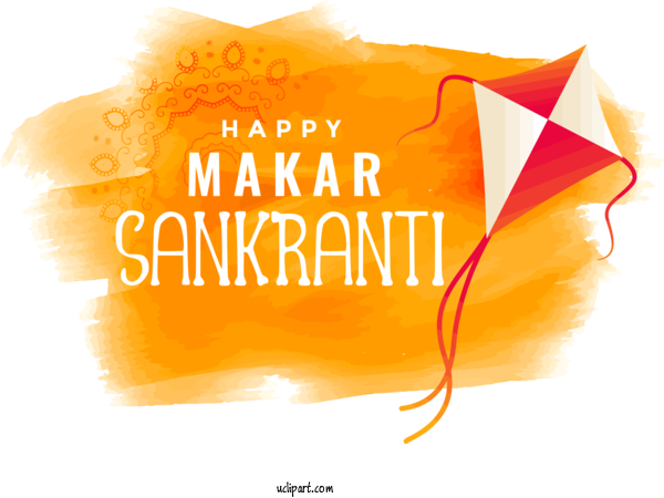 Free Holidays Text Font Orange For Makar Sankranti Clipart Transparent Background