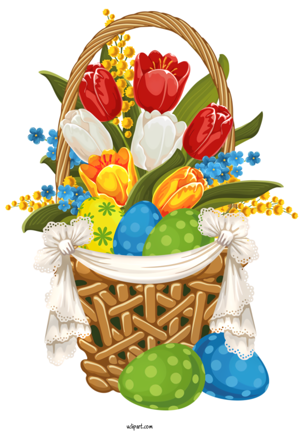 Free Holidays Cut Flowers Gift Basket Mishloach Manot For Easter Clipart Transparent Background