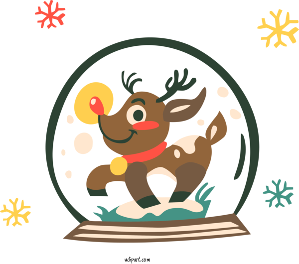 Free Winter Cartoon Deer Reindeer For Nature Clipart Transparent Background
