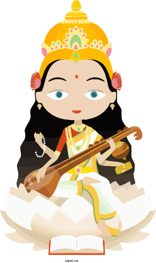 Free Holidays Cartoon Musical Instrument For Basant Panchami Clipart Transparent Background