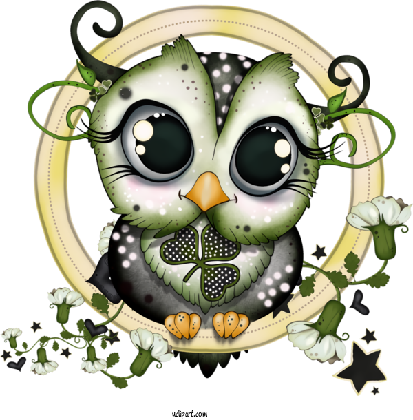 Free Holidays Owl Bird Of Prey Bird For Saint Patricks Day Clipart Transparent Background