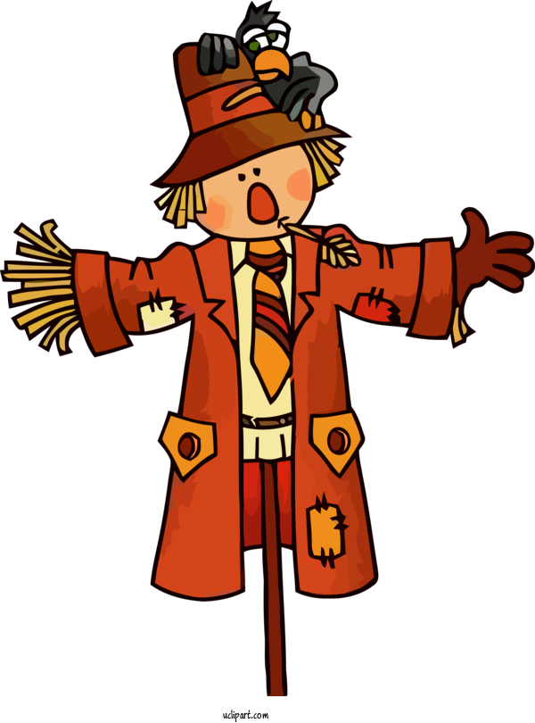 Free Holidays Cartoon Scarecrow For Thanksgiving Clipart Transparent Background