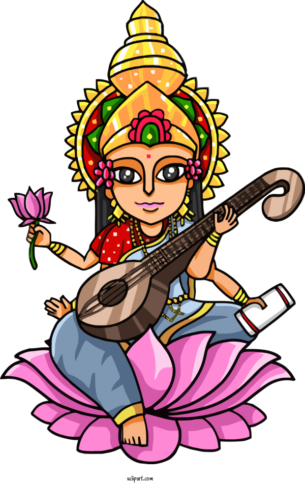 Free Holidays Cartoon Indian Musical Instruments Musical Instrument For Basant Panchami Clipart Transparent Background