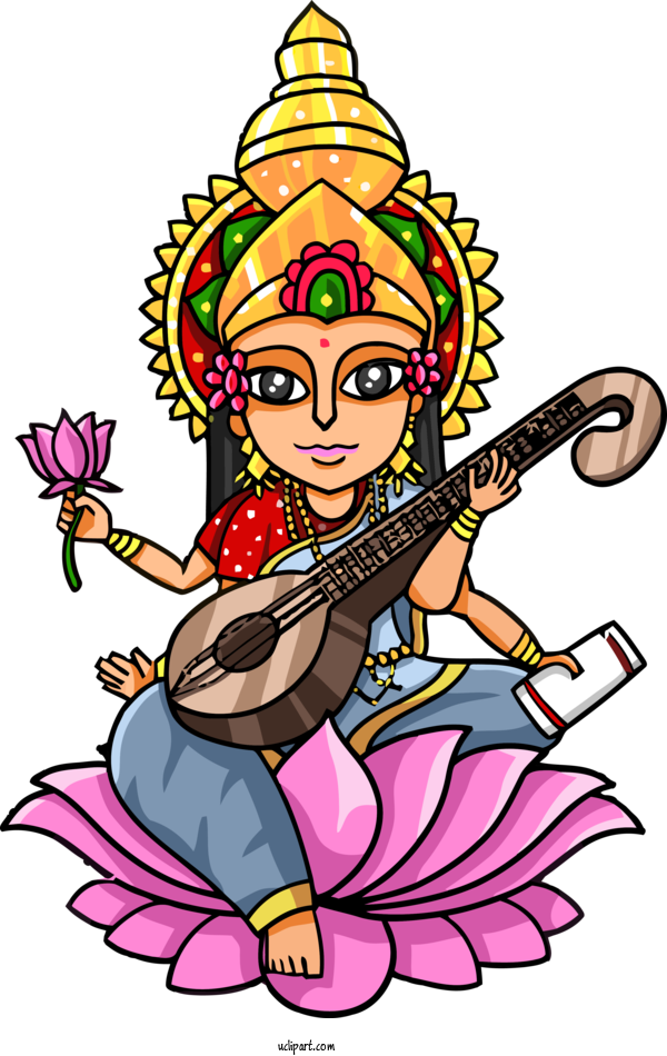 Free Holidays Musical Instrument Cartoon Indian Musical Instruments For Basant Panchami Clipart Transparent Background