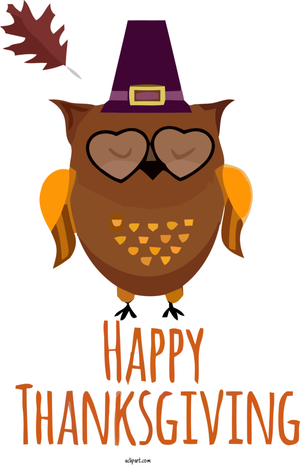 Free Holidays Owl Cartoon Bird Of Prey For Thanksgiving Clipart Transparent Background
