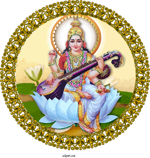 Free Holidays Veena For Basant Panchami Clipart Transparent Background