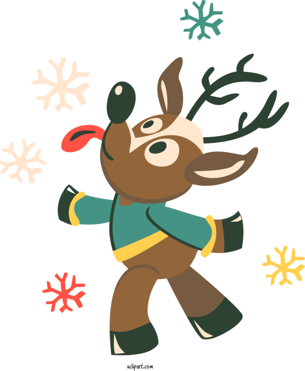 Free Winter Reindeer Deer Cartoon For Nature Clipart Transparent Background