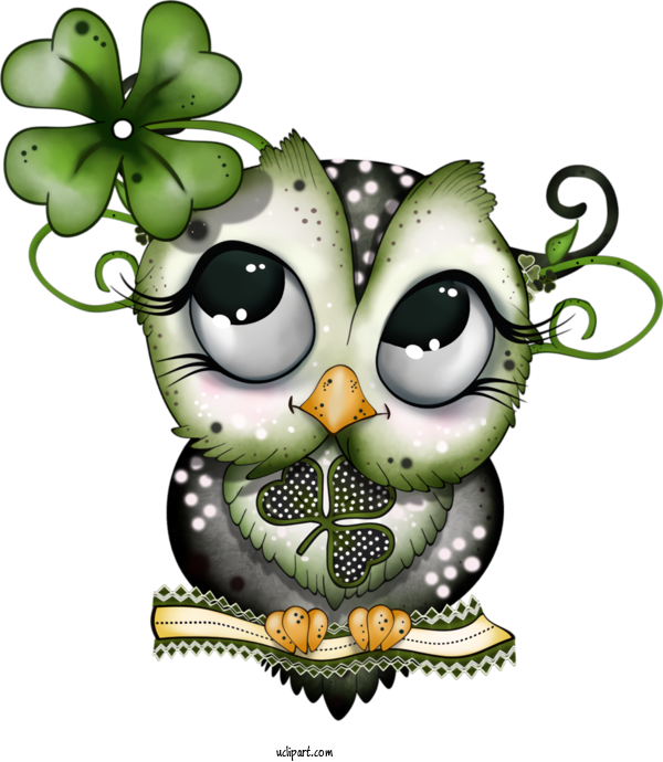 Free Holidays Cartoon Owl For Saint Patricks Day Clipart Transparent Background