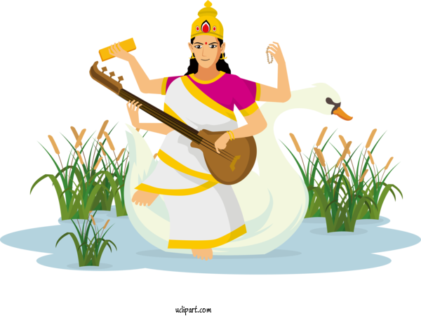 Free Holidays Cartoon Plucked String Instruments For Basant Panchami Clipart Transparent Background