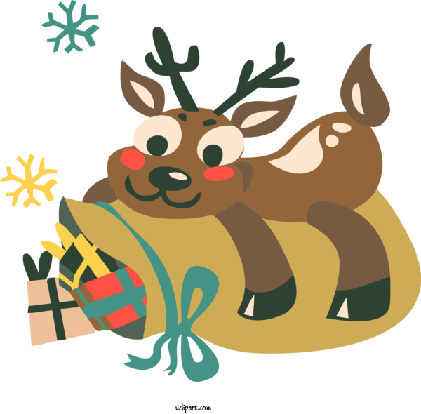 Free Winter Deer Reindeer Cartoon For Nature Clipart Transparent Background