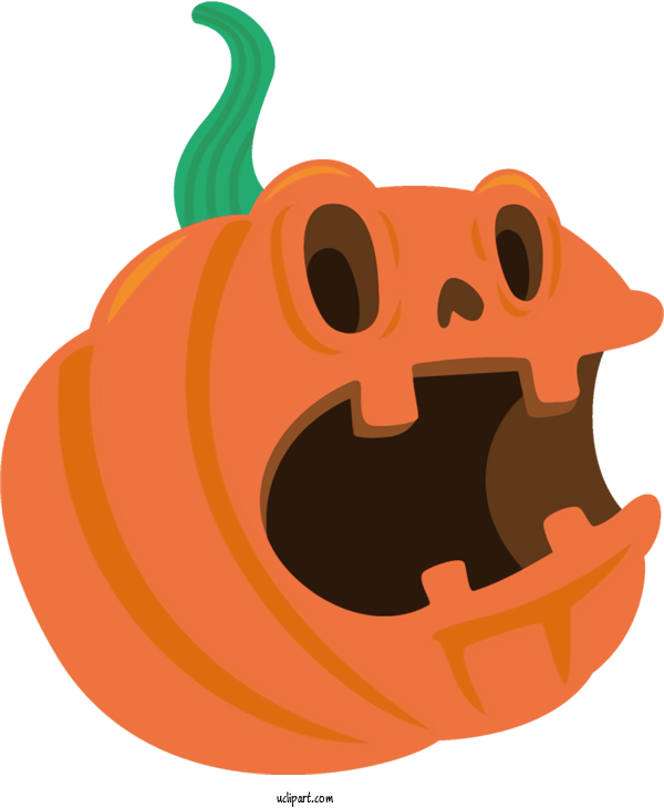Free Holidays Orange Pumpkin Cartoon For Halloween Clipart Transparent Background