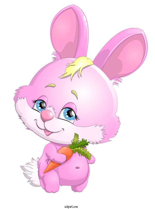 Free Holidays Cartoon Pink Rabbit For Easter Clipart Transparent Background