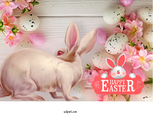 Free Holidays Rabbit Pink Rabbits And Hares For Easter Clipart Transparent Background