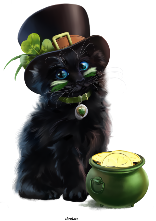 Free Holidays Black Cat Cat Small To Medium Sized Cats For Saint Patricks Day Clipart Transparent Background
