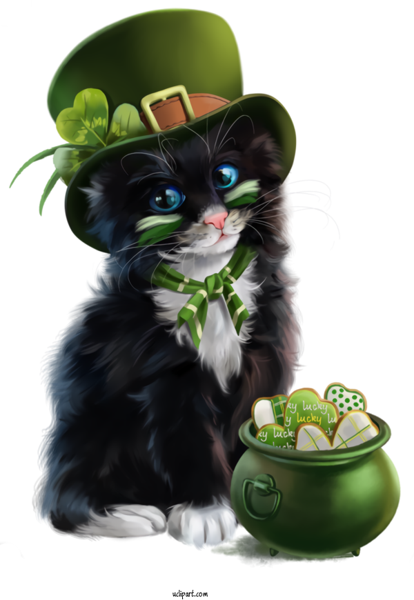 Free Holidays Cat Small To Medium Sized Cats Green For Saint Patricks Day Clipart Transparent Background