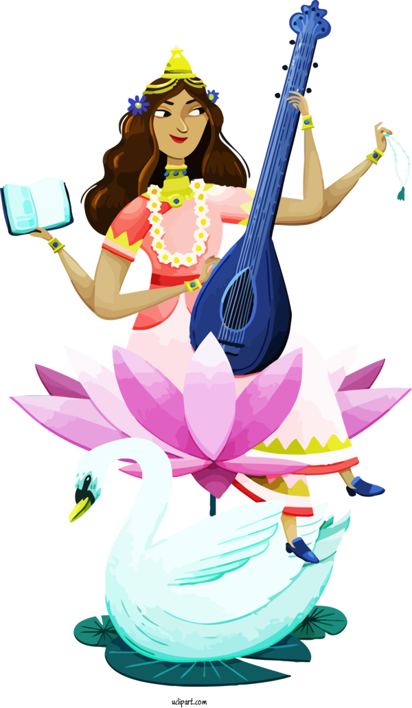 Free Holidays Cartoon Plucked String Instruments For Basant Panchami Clipart Transparent Background