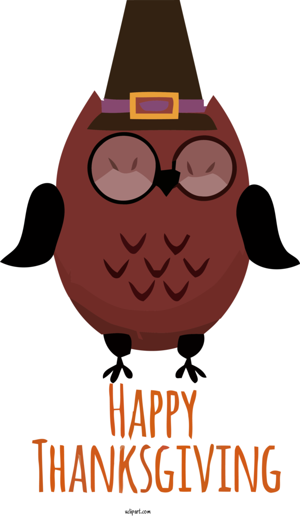 Free Holidays Cartoon Owl Bird For Thanksgiving Clipart Transparent Background