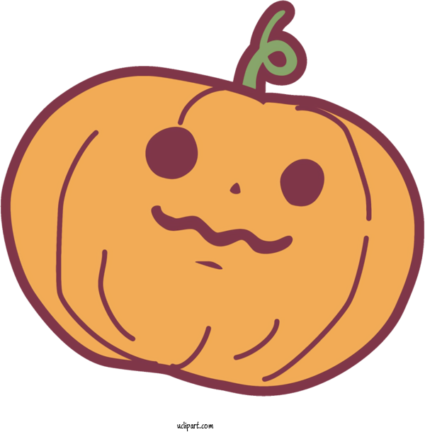 Free Holidays Facial Expression Cartoon Pumpkin For Halloween Clipart Transparent Background