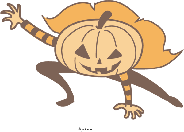 Free Holidays Pumpkin Cartoon Leaf For Halloween Clipart Transparent Background